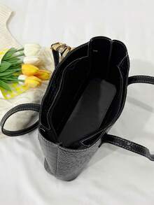 2026春季通勤大容量手提包，简约时尚女士单肩包 - 黑色 - 查看 4