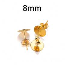50pcs/Pack Mixed 3/4/5/6/8mm Gold Stainless Steel Flat Back Earring Studs Set, Flat Earring Backs With Stainless Steel Earring Backs, Low Allergy, DIY Earrings - Gold - View 5