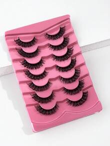 MAANGE 7对CC卷翘猫眼自然交叉全效假睫毛，浓密卷翘，适合派对、卡通风格、混合风格，旅行必备，适合日常妆容、美妆博主妆容，假睫毛，睫毛，假睫毛，独立包装，方便旅行、度假和约会。 - 黑色 - 查看 6