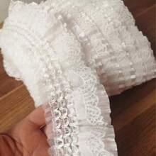 Dây ren xếp ly co giãn 2 thước, rộng 8cm, chất liệu ren co giãn thanh lịch, thích hợp cho rèm cưới, các dự án may vá nhân dịp Ngày của Mẹ, quần áo trẻ em, váy, trang trí nhà cửa DIY. - A - Xem 8