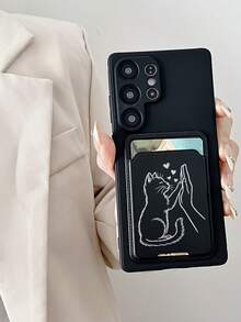 1 chiếc ốp lưng điện thoại 2 trong 1 bằng TPU màu đen, kiểu dáng tối giản, họa tiết mèo trái tim, chất liệu silicon mềm mại, chống sốc, bao phủ toàn diện, cá tính, phù hợp với Android//OPPO 17/16e/15/14/13/12/11/7/8/XR/XS/Plus/Pro/Pro Max/Mini/Air/Galaxy - Nhiều màu - Xem 3