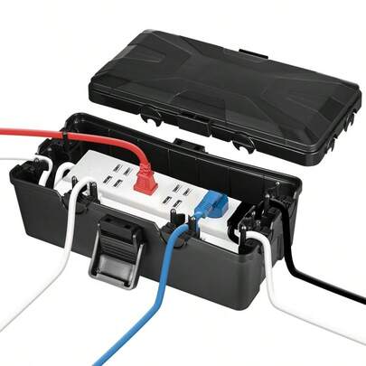 Medium Sized Weatherproof Electrical Box, 6 Way Outdoor Junction Box, IP54 Waterproof Outdoor Socket Box, Protect Outlet, Socket, Timer