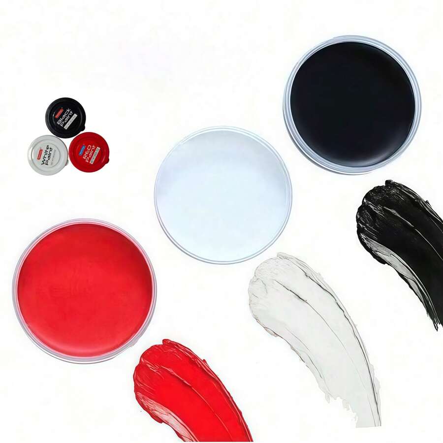 3 Colors Water-Soluble Artistic Painting Pigments With 3 Brushes, Suitable For Holiday Parties, Carnivals, Stage Performances, Festival Celebrations - Single Piece - View 1