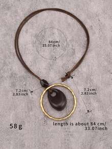 1件夸张简约圆形树脂石吊坠长项链，时尚个性简约风格派对项链，送给男友/女友的礼物，日常佩戴 - 金黃色圓圈 - 查看 11