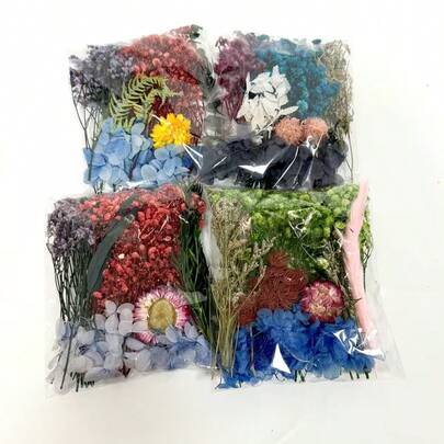 1包5+种混合干花，混合花材，适用于DIY手工艺品、漂浮花瓶、家居装饰、环氧树脂填充、迷你花束、婚礼胸花、节日礼物、相框干花