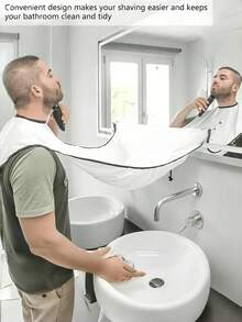 Men's Shaving Apron With Suction Cup, Waterproof Adult Beard Trimming Bib, Pocket-Style Beard Cover Cloth, Beard Trimming Suit For Men, Dustless Beard Trimming Set - Multicolor - View 9