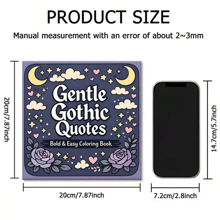 (Upgraded Deluxe Version, Thicker Paper, 20.5*20.5cm) "Gentle Gothic Quotes Coloring Pages - 25 Calm And Melancholy Gothic Quote Line Art Designs", Suitable For Couples And Families, Suitable For Gatherings, Valentine's Day, Birthday And Other Holidays. Painting And Learning Supplies, 25 Pages, Book, Coloring Book, Learning Supplies, School, Christmas, Halloween, Birthday, Back To School Gift, Coloring Book, Adult Coloring Book - Single Piece - View 6