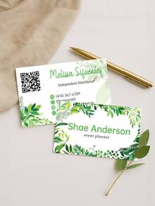 200/500/1000pcs Customized Business Card,Classic Modern Wedding Or Cocktail Party Invitations And Thank You Notes With Envelopes,Tropical Greenery, Palm Leaves,Tropical Banana Leaves Invitation - Multicolor - View 3