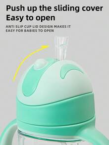 1pc 300ML Cute Design Children's Cup, Infant Anti-Choke Training Cup, Dustproof Leakproof Shockproof, Transparent Weighted Ball, With Handle And Markings, Suitable For Babies 6 Months+, Home, Kindergarten, Outdoor Use, Lovely Cup, Holiday Gift - Green - View 6