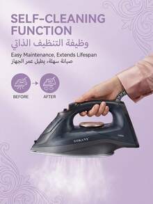 SOKANY 2200瓦大功率蒸汽熨斗/挂烫机，快速加热，多档温度控制，大容量水箱，喷雾按钮，LED指示灯，陶瓷底板，适用于家庭和商业用途 - 查看 8