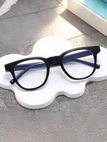 1pc/2pcs Plain Square Flat Lens Glasses, Retro Minimalist Eyeglasses Frame, Korean Style - Clear - View 6