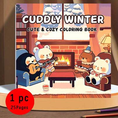 The New Product Is Selling Very Well! (Upgraded Deluxe Edition, Thicker Paper, 20.5*20.5cm) "Fluffy Winter Coloring Book," Perfect For Couples And Families, Ideal For Parties, Valentine's Day, Birthdays, And Other Holidays. Drawing And School Supplies, 22 Pages, Book, Coloring Book, School Supplies, School, Christmas, Halloween, Birthday, Back-To-School Gift, Coloring Book.