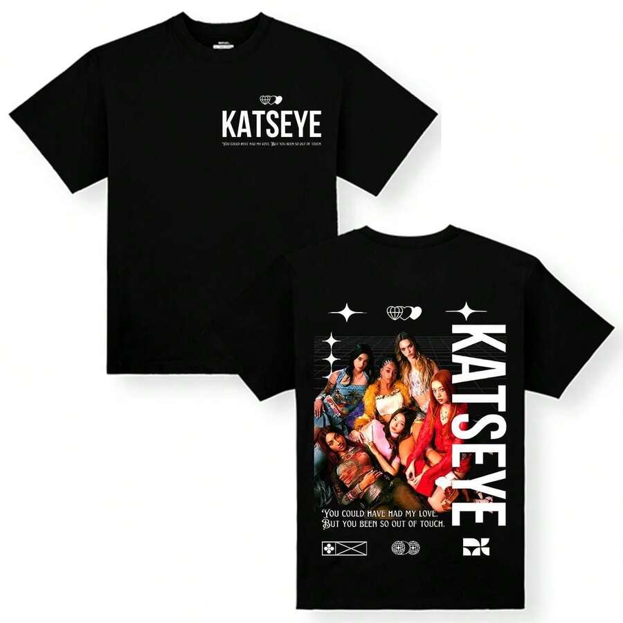 KATSEYE Double-Sided Graphic T-Shirt - "You Could Have Had My Love" Lyric Merch, Premium Cotton Oversized Fan Apparel, KATSEYE Tour & Concert Tee, Gift For KATSEYE Fans & Pop Music Enthusiasts - 黑色 2 - 查看 1
