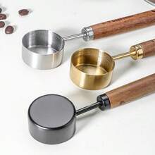 1pc Stainless Steel 15ML Coffee Powder Scoop, Walnut Handle Coffee Bean Measuring Spoon - Multicolor - View 4
