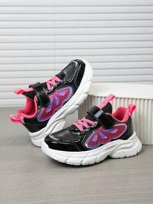 1 Pair Girls' Colorblock Comfortable Breathable Versatile Lightweight Outdoor Sports Shoes, Fashion Casual Sneakers, Suitable For All Seasons - Black - View 2