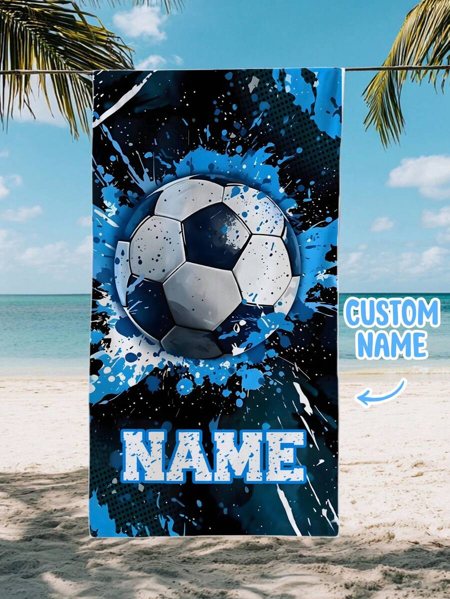 Personalized Children's Beach Towel, Perfect Summer Birthday Gift, Suitable For Various Summer Occasions. Customizable Beach Towel And Accessories, Applicable For Beach, Swimming Pool, Travel, Camping, Yoga And Other Scenarios. - Multicolor - View 1