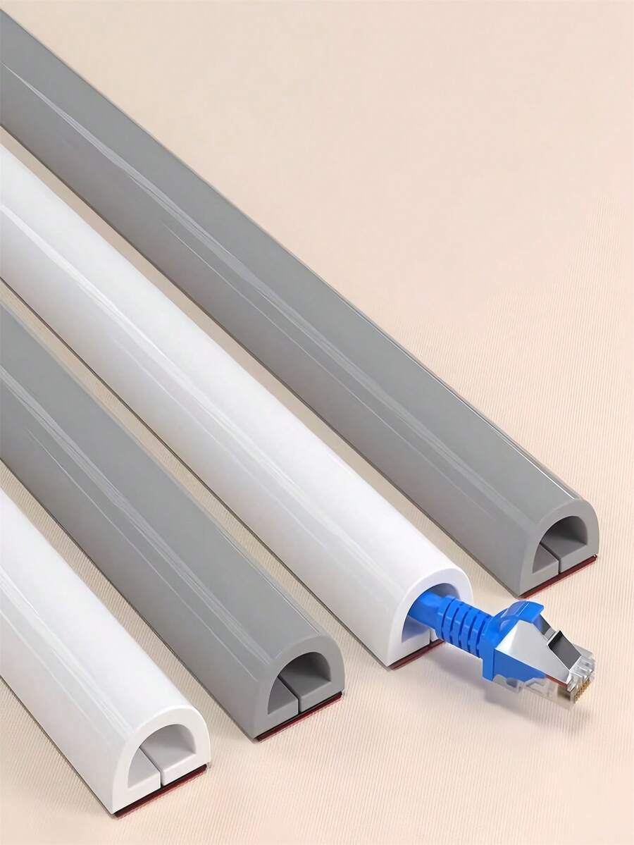1/2/3Meters Cord Hider, Cable Covers Wire Covers For Cords On Wall Cabinet Desk, Wire Hiders For TV On Wall Cable Management, White/Grey - Multicolor - View 1