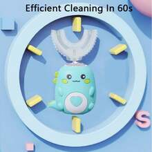 Rechargeable Cartoon Dinosaur Electric Toothbrush, 360° Full Coverage, Blue/Pink/Green, Suitable For 6-12 Years Old Children, 150mAh - Multicolor - View 2