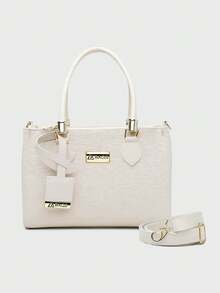 Kit Bolsa feminina Grande Luxo + Bolsa Media Casual Carteira - Branco - Visão 6
