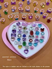 20pcs Colorful Sweet Style Open Rings, Fashion Jewelry Accessories - Multicolor - View 4
