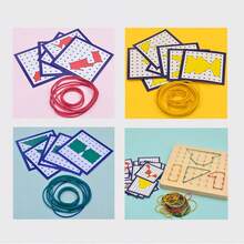 蒙特梭利创意图案橡胶穿绳木制玩具，学前教育材料，适合5-7岁儿童 - 彩色 - 查看 5