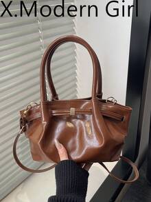 2026 New Korean Fashion Versatile Shoulder Bag, Simple Bucket Bag - Brown - View 8