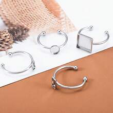 10个不锈钢开口戒指底座，扁平空白底座，适用于DIY珠宝制作、宝石镶嵌 - 不銹鋼戒指托 - 查看 12