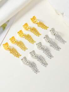10 件装叶形吊坠饰品，采用时尚金属镂空卷发发圈设计，非常适合女孩的节日装扮。 - 彩色 - 查看 6