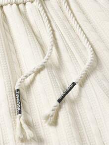 1pc Men's Apricot Loose Casual Pants, Vertical Striped Texture, Drawstring Elastic Waist, Breathable And Smooth, Not Easy To Sweat, All-Match Versatile Casual Style Trousers, Suitable For Summer Commuting And Leisure Wear - Apricot - View 7