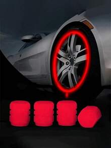 4个夜光轮胎气门嘴帽，通用型发光气门嘴套，绿色、粉色、蓝色、黄色可选，持久荧光，防水防尘，适用于汽车/SUV/摩托车/自行车/卡车/全地形车/房车，夜间行车安全及车轮装饰配件 - A - 查看 11