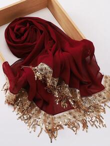 1pc Elegant Luxurious Modest Sequin Tassel Women Hijab Scarf For Abaya - Multicolor - View 10