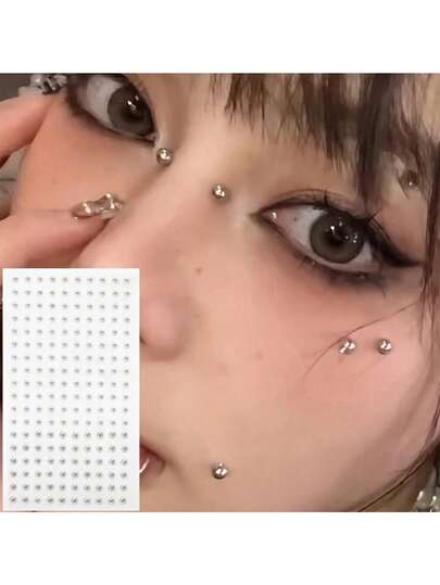 180pcs Waterproof Faux Piercing Jewelry Set - Self-Adhesive Lip, Eyebrow, Nose And Navel Decorations