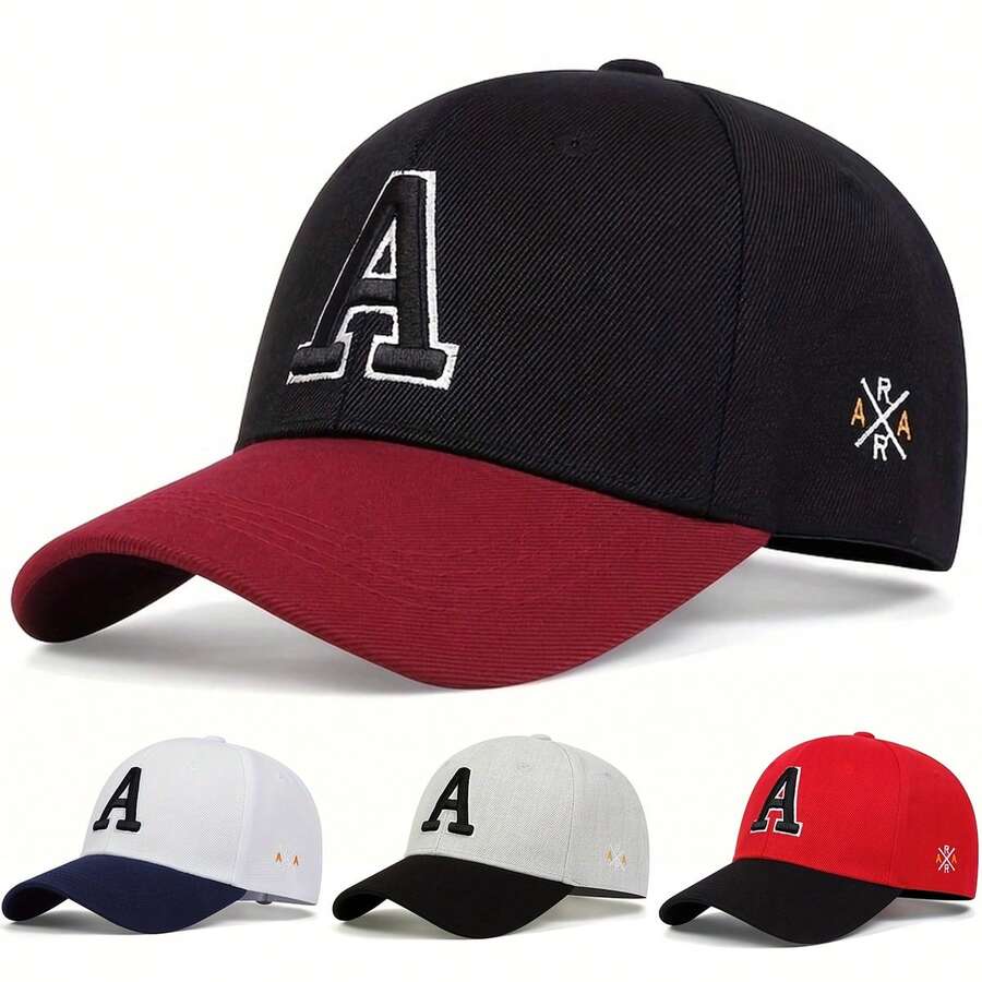 1pc Women's A Letter Embroidered Baseball Cap, Streetwear Fashion Casual Hat For Spring, Autumn, Travel, Beach Vacation - Multicolor - View 1