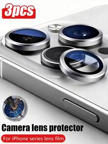 3pcs 9H Tempered Glass Camera Lens Protector - Compatible With Iphone 17 Pro Max/17 Pro/17 Air/17/16/16 Plus/15/14/13/12/11, Metal Independent Protective Case, High Definition Transparent, Perfect Fit, Scratch-Resistant Phone Case, Valentine's Day Gift (Silver) - Silver - View 35