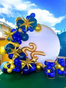 50pcs 10-Inch Blue Round Latex Balloons, Suitable For Birthday, Baby Shower, Wedding, Anniversary Party Decorations, Photo Backdrop Supplies - Multicolor - View 3