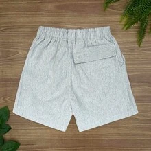 Boys' Linen Shorts, Premium Sizes 2 To 16 - Grey - View 2