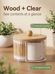 2-In-1 Bamboo Lid Transparent Plastic Storage Box, Desktop Makeup Organizer Box With Double Round Holes, Transparent Cosmetic Storage Box With Dual Compartments - Modern Vanity Table Storage Box With Lid, Bathroom Vanity Organizer, Suitable For Makeup Brushes, Lipsticks, Beauty Tools Bag, Makeup Bag, Toiletry Bag, Desk Organiser, Cosmetic Bag, Makeup Pouch, Make Up Organizer, Vanity Accessories, Make Up Pouch, Make Up Bags, Jewellery Box, Pouch, Makeup Brush Holder, Brush Holder, Perfume Organiser, Pouch Bag,Gifts For Women,Christmas Gifts,Gift Ideas For Women - Clear - View 8