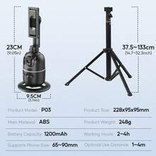 TOKQI AI Facial Tracking 360-Degree Rotating Gimbal Phone Stabilizer, 139cm Extended Tripod, Intelligent Gesture Control Phone Holder, Detachable Design Phone Holder, With Wireless Remote Control, Compatible With IOS And Android, Suitable For Vlog, Video - Multicolor - View 12