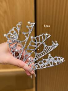 5个合金皇冠发箍，适合日常佩戴 - 銀色 - 查看 3