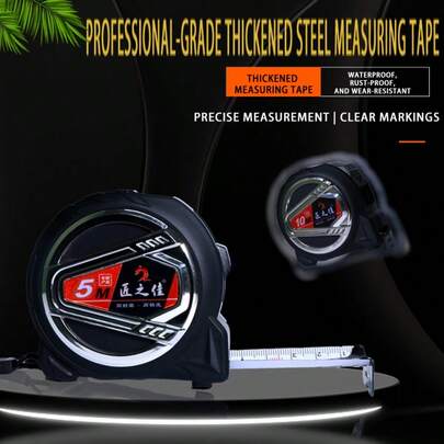 1 pièce Mètre ruban verrouillable ultra-résistant, structure en acier au carbone et poignée texturée, durable, tailles 300/500/750/1000 cm, mètre ruban noir et doré en boîte, résistant à l'usure, idéal pour la construction, l'ingénierie, la fabrication et les projets de DIY