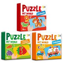 16pcs Animal Theme Jigsaw Puzzles - Colorful Matching Puzzles, Suitable For Children And Preschoolers, Portable Early Education Toy, Promote Cognitive Development, Children's Gift, Children's Puzzles, Fun Design, Durable - Multicolor - View 22