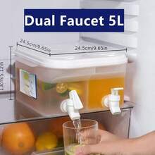 5L Getränkespender mit mehreren Fächern, mehrschichtiger Kaltwasserkrug mit Hahn, aus PP-Kunststoff gefertigt, geeignet für Limonade, Saft und andere Getränke, perfekt für den Heimgebrauch, Getränkekrug - Verschiedenfarbig - Übersicht 10