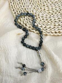 1 buah Gelang Manik-Manik Bulat & Persegi Bermotif 33 Butir, Gaya Klasik, Sentuhan Keren, Cocok untuk Pemakaian Sehari-hari Pria TASBIH - Graphite - View 3