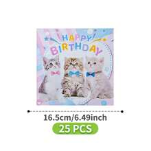 49/25/8pcs Assiettes, serviettes et gobelets jetables mignons avec motif chat pour anniversaire, ensemble de fournitures de fête jetables, convient pour 8 invités, assiettes en papier jetables, vaisselle de table de fête convenant pour anniversaire, mariage, fête à thème, pique-nique familial - Multicolore - Voir 9