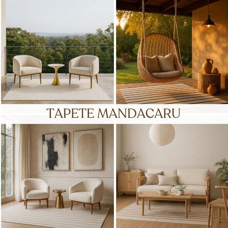 Mandacaru Cotton Living Room Rug 1.50m - Màu be - Xem 1