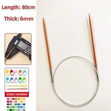 1 Set Carbon Fiber Round Knitting Needles, Stainless Steel Bamboo Knitting Needles Full Tool Kit, Suitable For Making Sweaters, Blankets, Hats - Mocha Brown - View 11