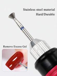 1 mũi khoan móng tay hình đĩa bay bằng thép không gỉ, mũi mài xoay, mũi mài chữ T, dụng cụ mài kim cương, đánh bóng móng nghệ thuật, làm sạch da chết, dũa móng tay dùng cho làm móng tay và móng chân. - Nhiều màu - Xem 3