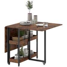 Folding dining table Kitchen table for 2 - 4 people with 2 open compartments mobile dining table Folding table for small rooms dining room kitchen 133.4 x 80 x 75 cm Rustic-Brown - Braun - Übersicht 1