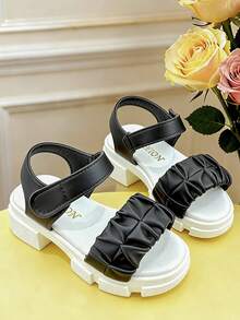 1 Pair Fashion Summer Kids Sandals, Girls Thick-Sole Sandals, Stylish & Comfortable, Suitable For Outdoor, Shopping, Travel & Vacation - Black - View 4