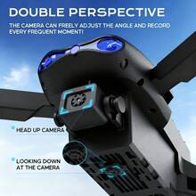 E99 Pro遥控无人机，高清双摄像头，可折叠四轴飞行器，新手友好，支持WiFi连接，USB充电，配备1800mAh电池，飞行时间6-8分钟，万圣节、圣诞节、感恩节礼物 - 彩色 - 查看 5